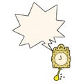 A creative cartoon ticking clock and pendulum and speech bubble in comic book style