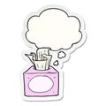 A creative cartoon tissues and thought bubble as a printed sticker Royalty Free Stock Photo