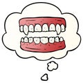A creative cartoon vampire teeth and thought bubble in smooth gradient style Royalty Free Stock Photo