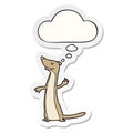 A creative cartoon weasel and thought bubble as a printed sticker