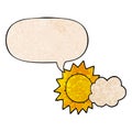 A creative cartoon weather and speech bubble in retro texture style Royalty Free Stock Photo