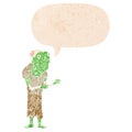 A creative cartoon zombie and speech bubble in retro textured style Royalty Free Stock Photo