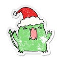 A creative christmas distressed sticker cartoon of kawaii devil Royalty Free Stock Photo