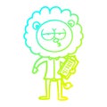 A creative cold gradient line drawing cartoon bored lion manager Royalty Free Stock Photo