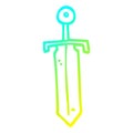 A creative cold gradient line drawing cartoon bronze sword