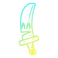 A creative cold gradient line drawing cartoon happy magical sword