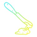 A creative cold gradient line drawing cartoon knife spreading butter