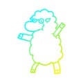 A creative cold gradient line drawing cartoon sheep standing upright Royalty Free Stock Photo