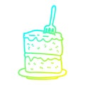 A creative cold gradient line drawing cartoon slice of cake Royalty Free Stock Photo