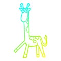 A creative cold gradient line drawing cartoon walking giraffe