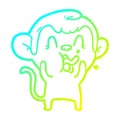 A creative cold gradient line drawing crazy cartoon monkey