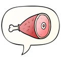 A creative cooked cartoon leg of meat and speech bubble in smooth gradient style