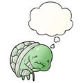 A creative cute cartoon old turtle and thought bubble in smooth gradient style Royalty Free Stock Photo