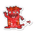 A creative distressed sticker of a cartoon halloween monster Royalty Free Stock Photo