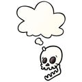 A creative laughing skull cartoon and thought bubble in smooth gradient style