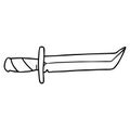 A creative line drawing doodle of a short dagger