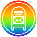 A creative mail box circular in rainbow spectrum