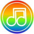 A creative musical note circular in rainbow spectrum