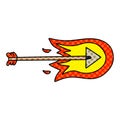 A creative quirky comic book style cartoon burning arrow