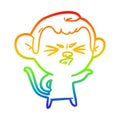 A creative rainbow gradient line drawing cartoon angry monkey Royalty Free Stock Photo