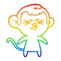 A creative rainbow gradient line drawing cartoon angry monkey Royalty Free Stock Photo
