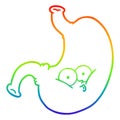 A creative rainbow gradient line drawing cartoon bloated stomach