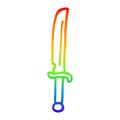 A creative rainbow gradient line drawing cartoon bronze dagger