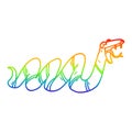 A creative rainbow gradient line drawing cartoon crawling snake