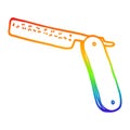 A creative rainbow gradient line drawing cartoon cut throat razor