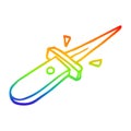 A creative rainbow gradient line drawing cartoon flick knife snapping open Royalty Free Stock Photo