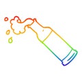 A creative rainbow gradient line drawing cartoon foaming beer bottle