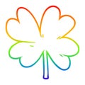 A creative rainbow gradient line drawing cartoon four leaf clover