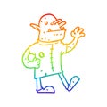 A creative rainbow gradient line drawing cartoon goblin