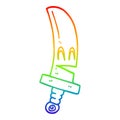 A creative rainbow gradient line drawing cartoon happy magical sword