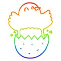 A creative rainbow gradient line drawing cartoon hatching chicken
