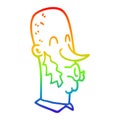 A creative rainbow gradient line drawing cartoon man with side burns Royalty Free Stock Photo