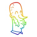 A creative rainbow gradient line drawing cartoon man with side burns Royalty Free Stock Photo