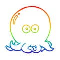 A creative rainbow gradient line drawing cartoon octopus