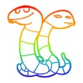 A creative rainbow gradient line drawing cartoon snakes