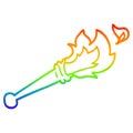 A creative rainbow gradient line drawing cartoon sports torch