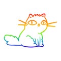 A creative rainbow gradient line drawing cat looking right at you