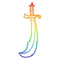 A creative rainbow gradient line drawing curved sword