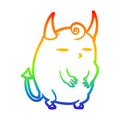 A creative rainbow gradient line drawing fat little halloween devil Royalty Free Stock Photo