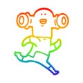 A creative rainbow gradient line drawing friendly cartoon alien running