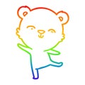 A creative rainbow gradient line drawing happy cartoon polar bear dancing Royalty Free Stock Photo
