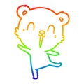 A creative rainbow gradient line drawing happy cartoon polar bear dancing Royalty Free Stock Photo
