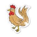 A creative retro distressed sticker of a cartoon cock