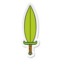 A creative sticker cartoon doodle of a magic leaf knife