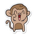 A creative sticker of a cartoon laughing monkey Royalty Free Stock Photo