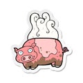 A creative sticker of a cartoon muddy pig Royalty Free Stock Photo